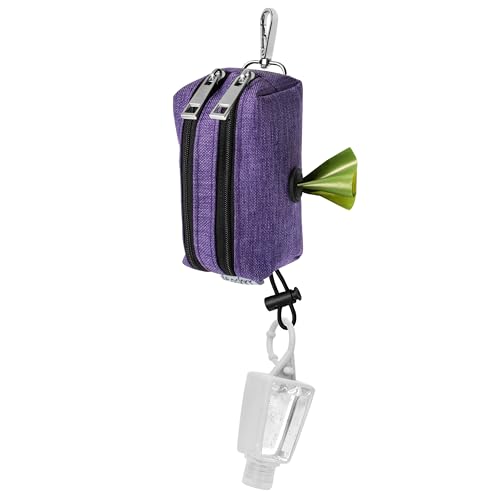 Dog Poop Bag Holder for Leashes and Treat Holder with 2 Waterproof Pouches (Blue)