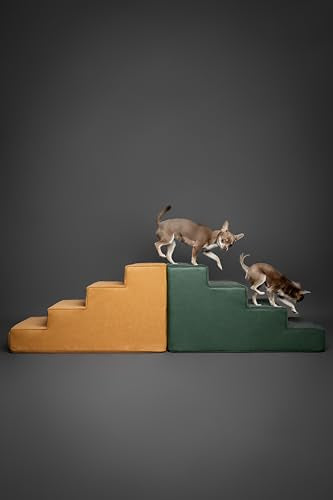 Dog Stairs Dog Ramp for Bed ((4 Step) Dark Green)