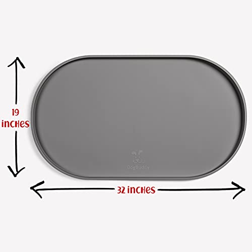 Dog Food Mat Waterproof Dog Bowl Mat (32x19 Inch (Pack of 1) / Gray)