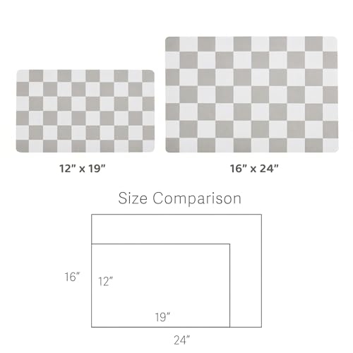 Checkered Dog Feeding Mat (24"L x 16"W / Grey)