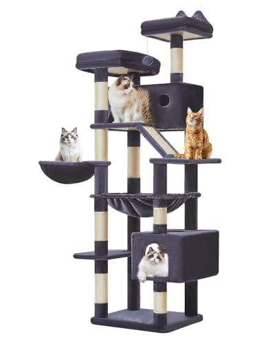 Cat Tree 71 in Extra Large Cat Tower for Inddor Cats (Smoky Gray / 71 Inches)
