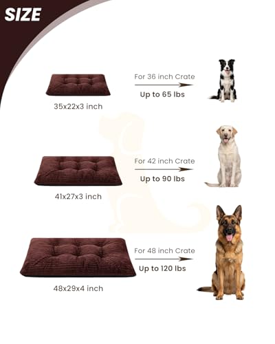 Washable Dog Crate Bed Kennel Mat for Large Dogs (Brown / 41.0"L x 27.0"W x 3.5"Th)