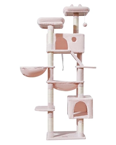 Cat Tree 71 in Extra Large Cat Tower for Inddor Cats (Jelly Pink / 71 Inches)