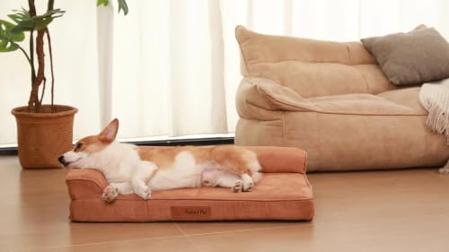 Microsuede Dog Bed Orthopedic Washable (Microsuede Style-Khaki / M(35"x23"x3"))