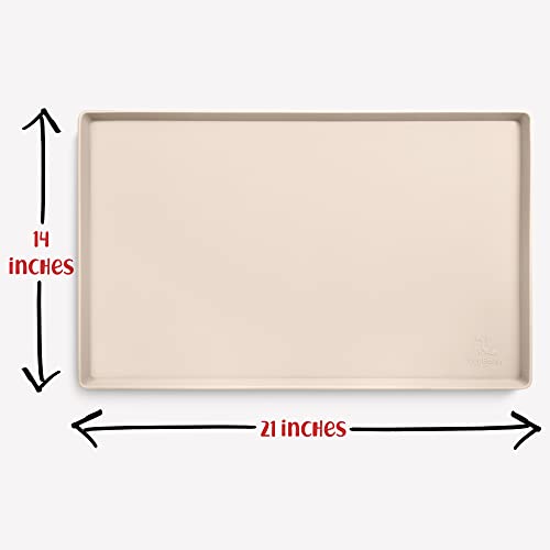Waterproof Dog Food Mat with Raised Edge (Medium: 21" x 14" / Vanilla)