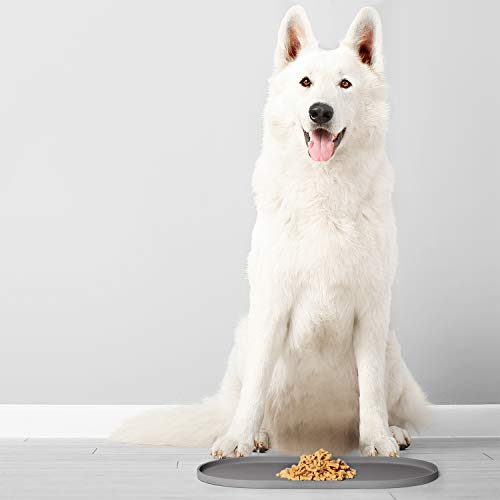 Dog Food Mat Waterproof Dog Bowl Mat (24x14 Inch (Pack of 1) / Gray)