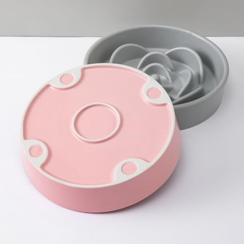 8.25'' Ceramic Slow Feeder Dog Bowls (8.25 inch / Pink)