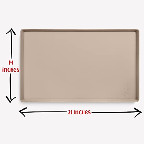 Dog Food Mat Waterproof Dog Bowl Mat for Food and Water (Medium: 21" x 14" / Taupe)
