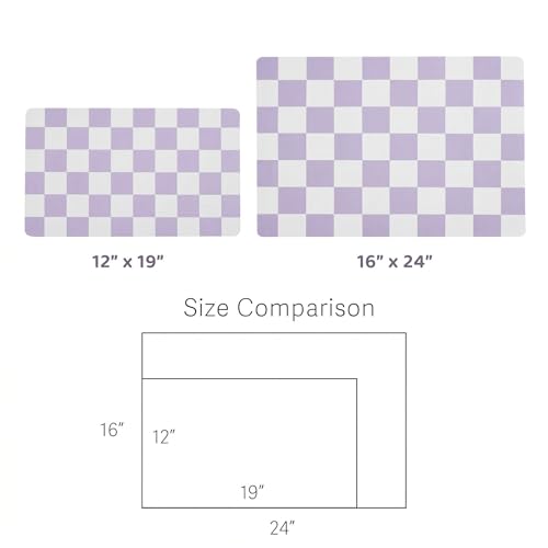 Checkered Dog Feeding Mat (24"L x 16"W / Purple)