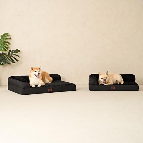Memory Foam Dog Bed Large Size Dogs (Black / 36.0"L x 27.0"W x 6"Th)