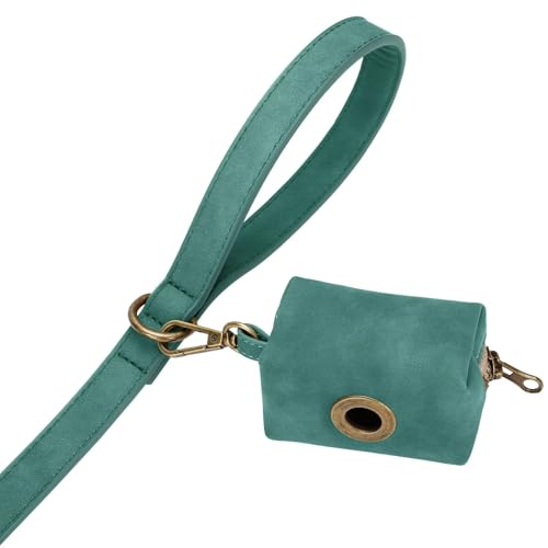 PU Leather Dog Leash for Medium Large Dogs (Green / 3/4''x 5FT)