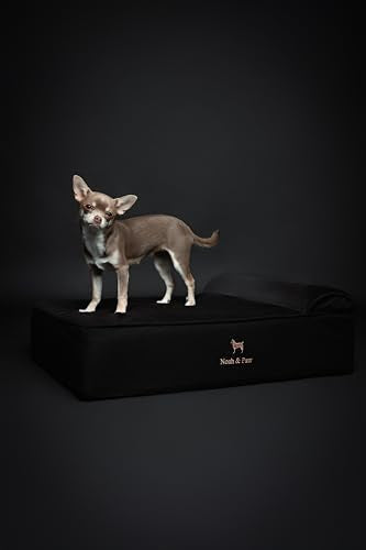 Dog Bed 28x23x7.5 Inch (Denim - Black / Medium)