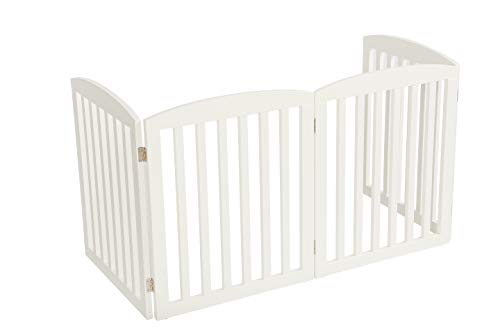 Wooden Freestanding Foldable Pet Gate for Dog (White / 24" Height-4 Panel)