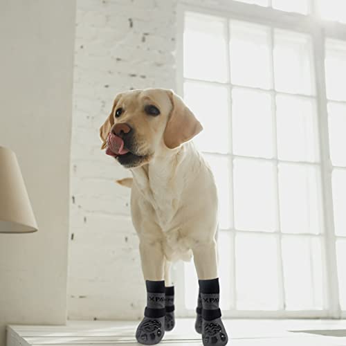 6PCS Anti Slip Dog Socks to Prevent Licking Paws (X-large (6 Count) / Black and Grey)