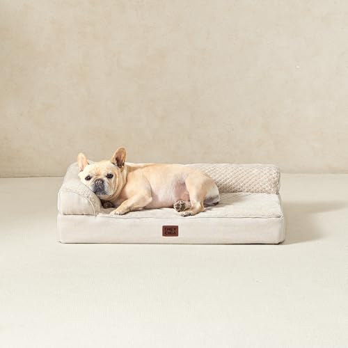 Memory Foam Dog Bed Large Size Dogs (Beige / 36.0"L x 27.0"W x 6"Th)