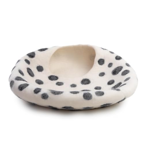Luxurious Merino Wool Cat Cave (White Polka)