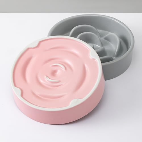 6'' Ceramic Slow Feeder Dog Bowls (6 inch / Pink)