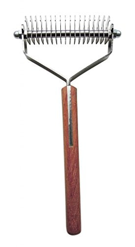 Double Wide Dematting Undercoat Grooming Rake Stripper Tool for Dogs and Cats (18-Blade)
