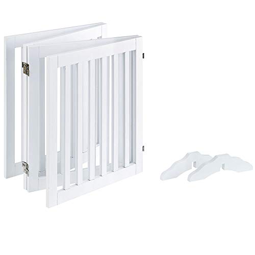 24”H Free Standing Pet Gate for Dog Cat (White / 80"W×24"H)