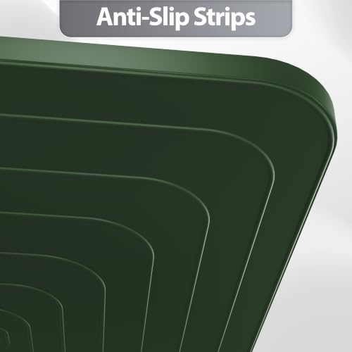 Silicone Dog Cat Food Mat Extra Thick Raised Edge (Dark Olive / 18"L x 12"W)
