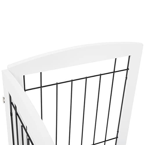 Free Standing Dog Gates for Doorway (White / 【4 Panels】80"W x 24"H)