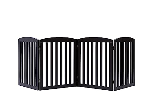Wooden Freestanding Foldable Pet Gate for Dogs (Espresso / 24" Height-4 Panel)