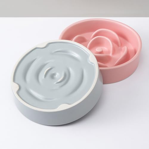 6'' Ceramic Slow Feeder Dog Bowls (6 inch / Grey)