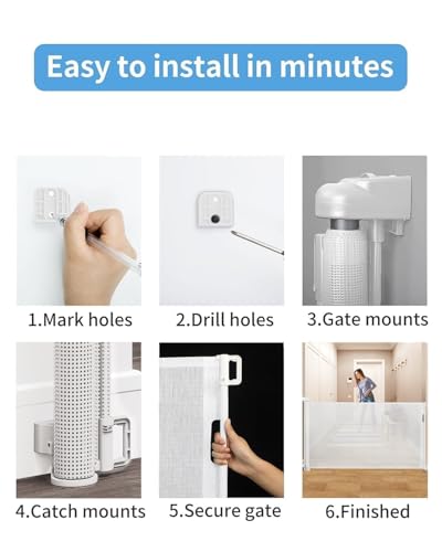 2 Pack 33"H Retractable Baby & Dog Gates (White / 33x55 Inch (2 Pack))