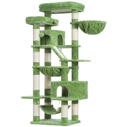 Cat Tree, 71-Inch-Tall Tower for Indoor Cats with 2 Perches HCT034GR (Green / 71 inch)