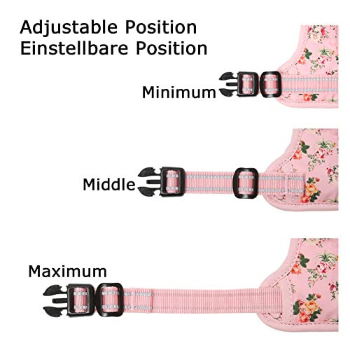 Dog Harness Harness for Small Dogs No Pull Dog Vest Harness for Small Dog with Soft Padded Handle Reflective for Outdoor Training (XS / Flower-Pink)