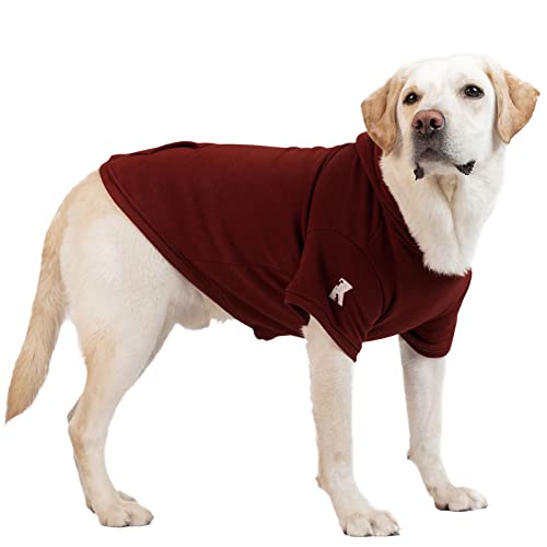 Dog Hoodie Fleece Dog Clothes Warm Sweater with Hat for Medium Large Dogs Cat Hooded Shirt Kitten Pet Basic Sweatshirt with Pocket Doggie Soft Winter Coat Apparel (5XL-(50~77lb) | Chest(~35") / Red)
