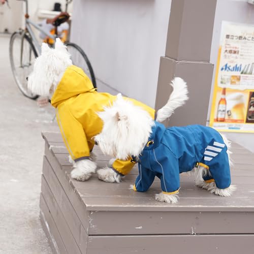 Dog Raincoat Waterproof Dog Rain Jacket with Hood (Yellow / Large)