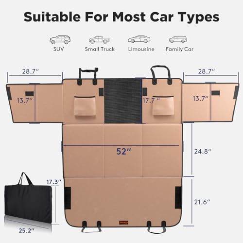 Dog Car Seat Cover for Back Seat (Brown / For Cars/ SUV/ Small Truck)