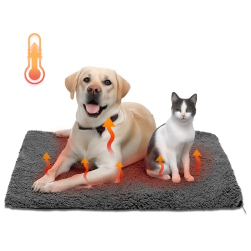 Self Heating Pet Pad (45.3"L x 27.5"W x 1.0"Th / Dark grey&Black)