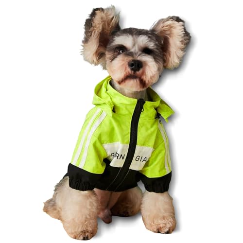 Dog Raincoat Waterproof Dog Rain Jacket with Detachable Hood (Green / Large (11-13Ibs))