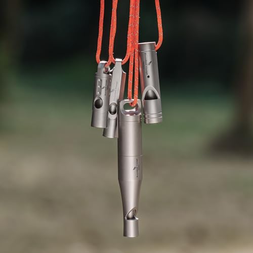 Titanium Whistle Emergency Survival Safety Whistles with Lanyard Loud for Outdoor Camping Hiking Coaches Training Sports Keychain Whistle (1 PCS - Ti9018)
