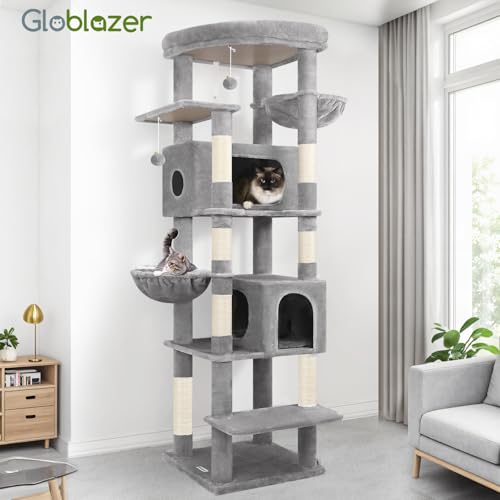 74in Heavy Duty Cat Tree Tower for Indoor Cats Large Adult (Light Gray / 74inch)