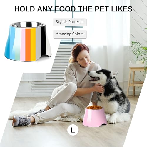Dog Bowls Cone Friendly Non Slip Single Dog Bowl with Stainless Steel Inner (Large(3 Cups) / Pink)