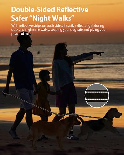3-in-1 Double Dog Leash, Hands-Free Convertible Leash for 1 or 2 Dogs (Brown)
