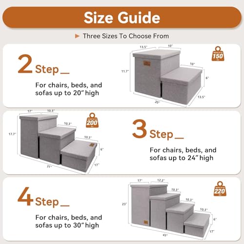 Dog Stairs with Storage (Grey No Condo / 2)