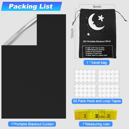 Upgraded Blackout Curtains (Black / 57"W x 118"L (Pack of 1))