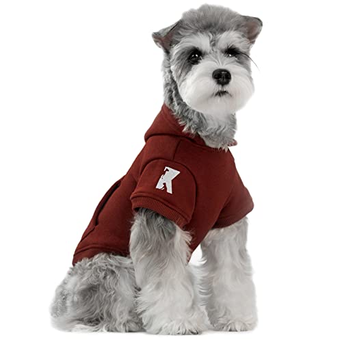 Dog Hoodie Fleece Puppy Clothes Warm Sweater with Hat for Small Dogs Cat Hooded Shirt Kitten Pet Basic Hoodies Sweatshirt with Pocket Doggie Soft Winter Coat Apparel (M-(6~9lb) | Chest(~15.3") / Red)