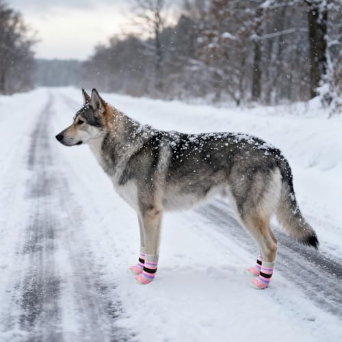 Anti Slip Dog Socks to Prevent Licking Paws and Slipping (PINK / Small/Medium)