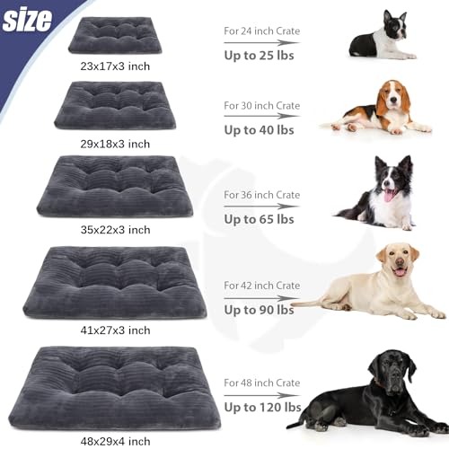 Washable Dog Crate Bed Kennel Mat for Medium Dogs (Gray / 35.0"L x 23.0"W x 3.0"Th)