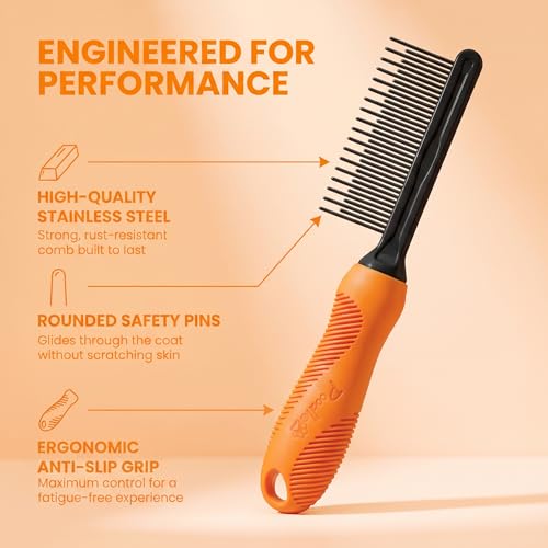 Poodle Grooming Comb (Orange / Detangling Pet Comb)