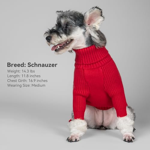 Dog Sweater Long Sleeve Warm Sweaters for Small Dogs Boy Girl Cats (Red / Small)