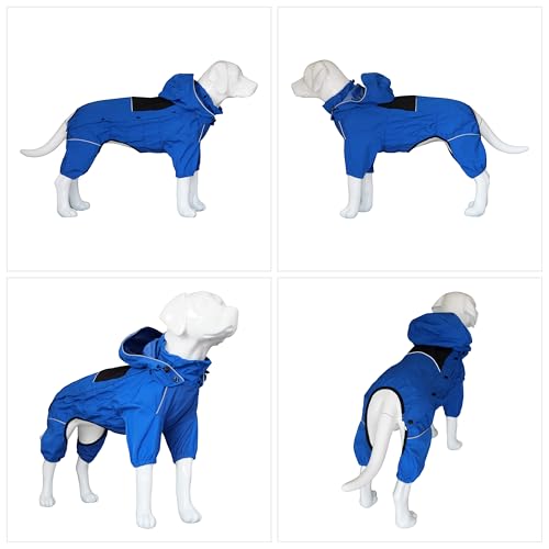 Waterproof Dog Raincoat with Removable Hood (Blue / S (Back 11.5"))
