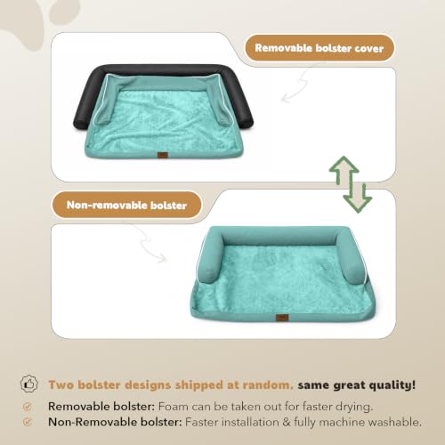 Orthopedic XL Dog Bed with Bolster for Extra Large Size Dogs (42.0"L x 30.0"W x 8.0"Th / Aqua Blue)