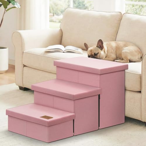 Dog Stairs with Storage (Pink No Condo / 3)