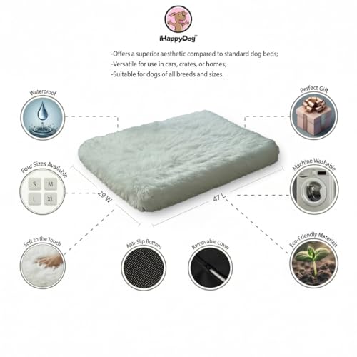 Faux Fur Orthopedic Rectangular Dog Bed (White / XL)
